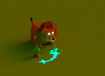 A lion in the savanna 3d character concept game light lion play render savanna voxel voxelart