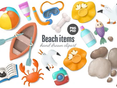 summer beach clipart beach cartoon clipart creative market illustration ocean sea summer tourism tropical vacation