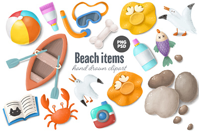 summer beach clipart beach cartoon clipart creative market illustration ocean sea summer tourism tropical vacation