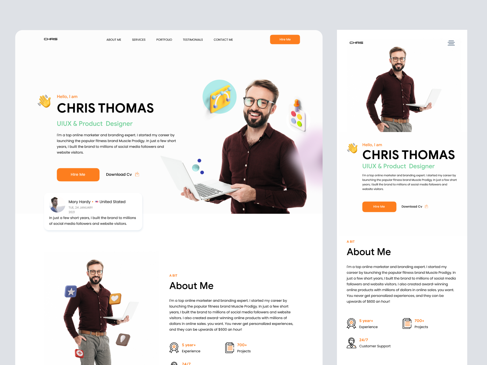 Freelancer landing page by Mike Taylor on Dribbble