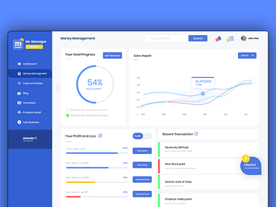 Money Manager dashboard desktop money manager productivty uiuxdesigner