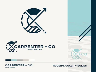 Carpenter + Co architect arrow austin branding builder c cap clean company construction design hat hoodie mark minimal mockup texas truck uniform