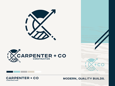 Carpenter + Co architect arrow austin branding builder c cap clean company construction design hat hoodie mark minimal mockup texas truck uniform