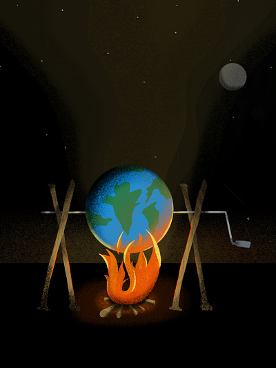 Earth on Barbecue awareness design globalwarming illustration