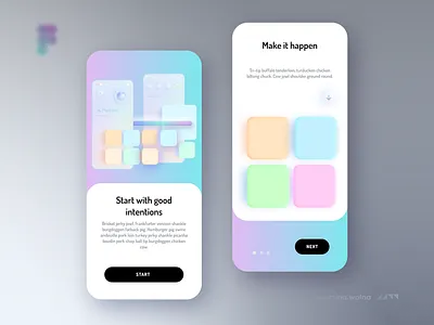 Onboarding neumorphic + flat UI design design mobile neumorphic neumorphism new onboarding ui rainbow soft trends ui