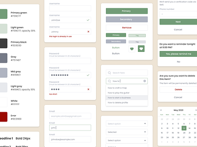 UI Elements app calendar components dropdown elements figma inputs interface library modal system ui ux