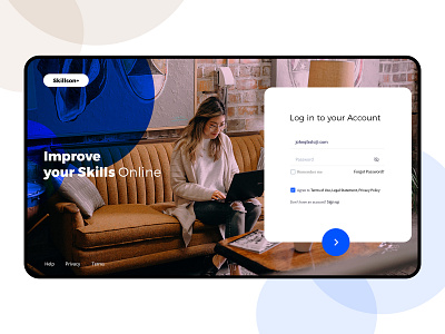E Learning Login page blue branding colors design education freelance graphic illustration new page product study ui ux web web design