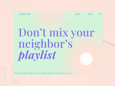 Web concept for Music playlist | 2020 animation design logo minimal typography ui ux vector web website