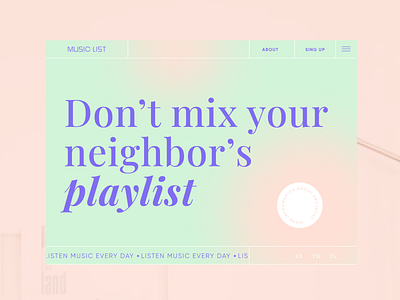 Web concept for Music playlist | 2020 animation design logo minimal typography ui ux vector web website