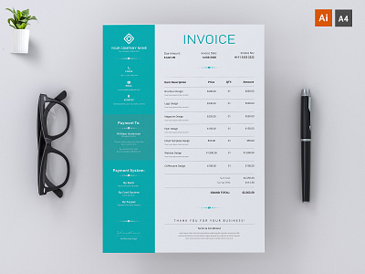 Invoice Template Design || illustrator Invoice Template Download a4 agency ai business clean design company corporate creative download eps invoice invoice design invoice template modern template print design
