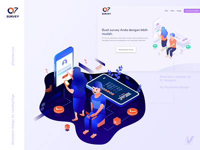 Hero Image Q7survey Landing Page branding character design design flat hero banner hero image icon illustration illustration design mascot ui ux design ui design user experience design user interface design vector web website website concept website design