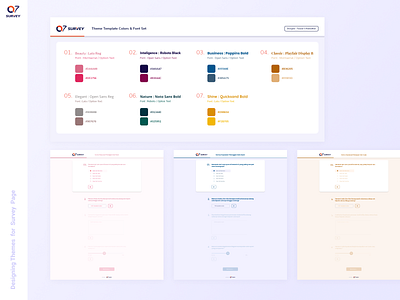 Theme Template for Q7 Survey branding color palette design flat font illustration minimal mobile app experience pallete survey theme design typography ui ux design user experience design user interface design web web design website website design