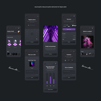 neumorphic-skeuomorphic-elements-for-figma-dark 2020 2020 app design adobexd app design branding dark app dark mode dark theme graphicdesign typography ui uiux ux uxdesign