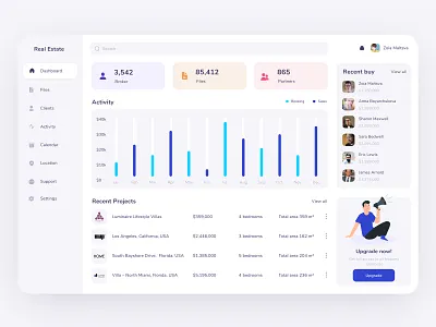 Real Estate Dashboard branding dashboard home illustration interaction real estate services ui