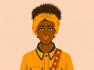 Afro girl portrait digital art digital painting drawing editorial illustration illustration portrait warm colors yellow