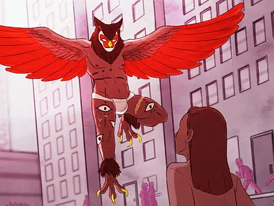 Sky God character city creature digital art illustration monster
