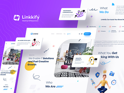 Linkkify™ Website - Part2 🔥🤘 aboutus design landing landingpage project real responsive trend ui uidesign uiux web webdesign website