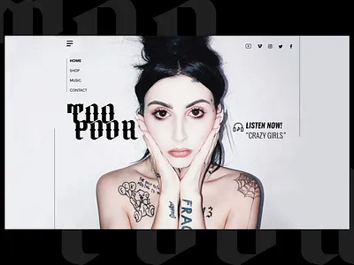 TOOPOOR WEBSITE CONCEPT brand cyberpunk girl goth logo music music art punk punk rock riot toopoor ui ux web website