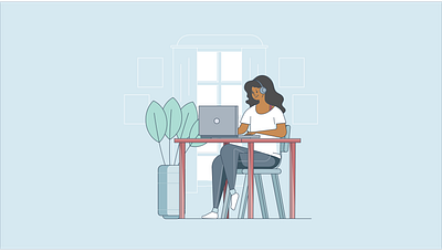 WFH casual desktop girl house illustration people web woman work work from home