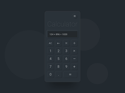 Simple Calculator design excercise 2020 trend calculator dailyui dark mode dark theme designs mobile ui mobileapp neumorphic neumorphism new trend skeumorphic skeuomorphic