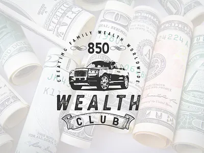 850 Wealthclub Logo badge branding design flat illustration illustrator logo logo design retro badge vintage