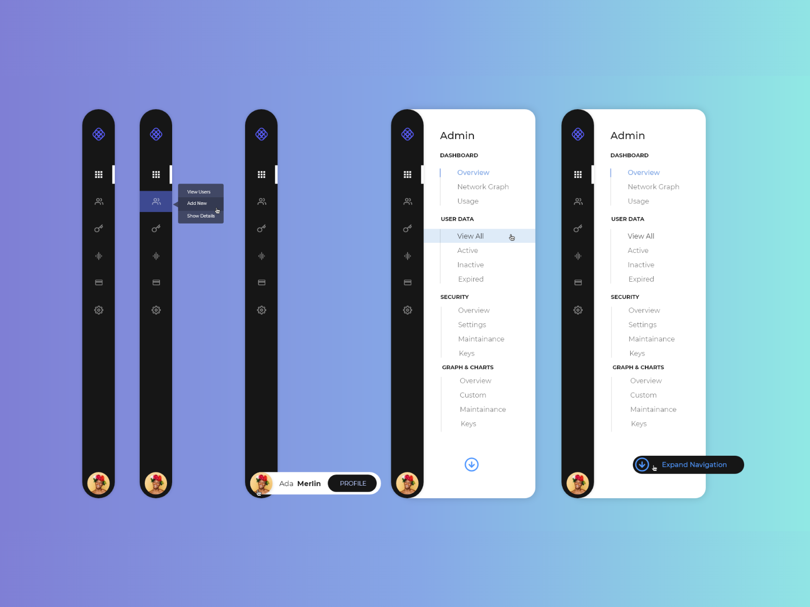 Example of Side Admin navigation bar