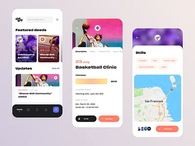 Godeed Volunteering Mobile App Design clean event app events ios listing minimal mobile mobile app ui