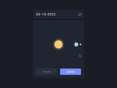 Useful Datepicker animation dark date datepicker design galaxy input interface micro interaction motion popover solar system space ui