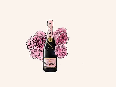 Champagne anyone? champaign flowers illustration peonies product wine