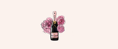 Champagne anyone? champaign flowers illustration peonies product wine