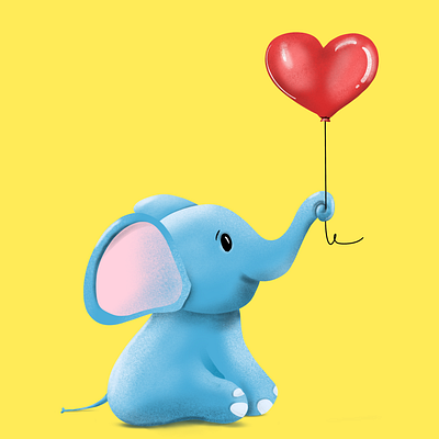 Cutie-phant cartoon contrast design illustration inspirational ipadpro ipadproart ipadprocreate photoshop procreate procreateapp shading