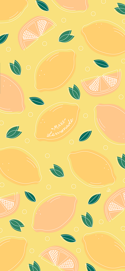 Lemonade adobe adobe fresco adobe illustrator adobe photoshop leaves lemonade lemons pink summer vector vector illustration yellow