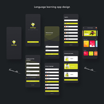 language learning app dark theme 2020 adobexd app app design branding graphicdesign kamranali.designer kamranaligold language learning app payment app ui uiux uxdesign