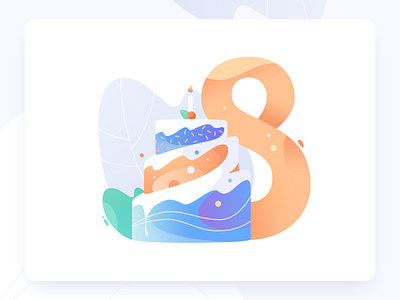 Stovkomat illustration 8 cake celebration gradient illustration solid