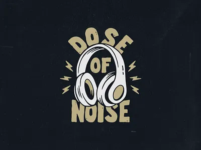 Dose of noise apparel apparel logo branding custom design distressed handdrawn headphones illustration logo music typography vector