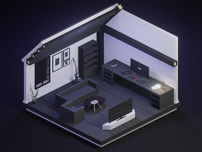 Home Office - WIP architecture b3d black white blender3d blender3dart c4d cinema4d dark room dark room ideas design illustration interior design lowpoly lowpoly3d nepal stylustechnology