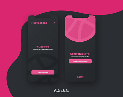 Dark Mode Debut Shot! app design darkmode design dribbble iphone player rebound shot teamplayer thankyou ui userinterface