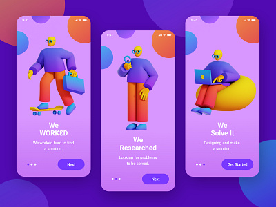 We WORK3D 3d 3d art 3d illustration app app design design illustration illustrations kit minimal onboard onboarding onboarding ui ui ux vector web