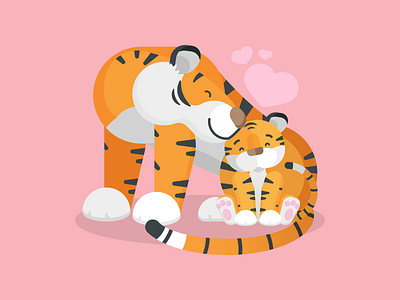 Mama Tiger baby tiger graphic design mama momma mother mothers day tiger tiger cub tigers tigress vector illustration