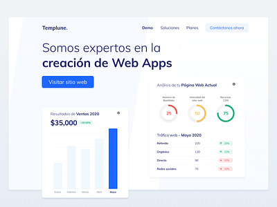 Templune analytics app dashboard hero landing mexico seo ui ui design ux design web app website white