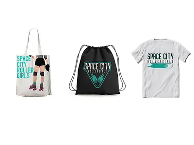 Space City Rollergirls Merch branding design houston illustration logo minimal roller derby rollergirl sports logo typography