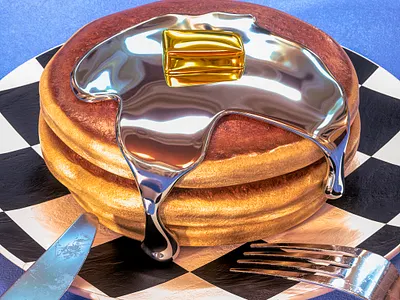 chromecakes breakfast c4d cinema4d cool digital octane pancakes retro vaporwave