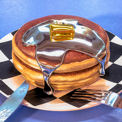 chromecakes breakfast c4d cinema4d cool digital octane pancakes retro vaporwave