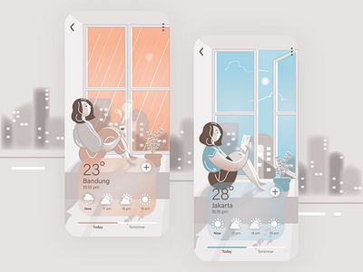 Weather App app design digital illustration flat design illustration minimal mobile app design ui ui design vector weather app