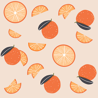 Vintage Orange Pattern citrus fruit illustration illustrator orange oranges pattern patterns surface design surface pattern tan textile textile design textile pattern