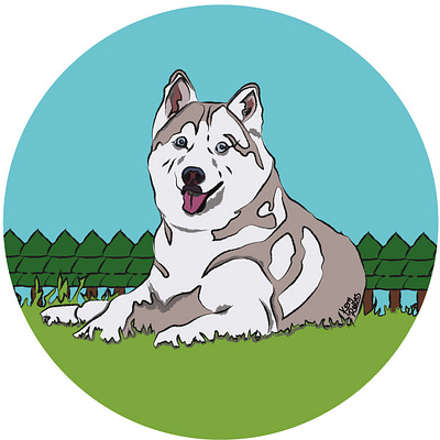 Luna design digital painting husky illustration vector wacom