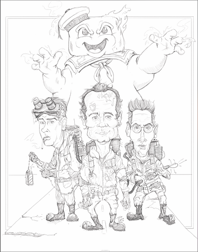 Ghostbusters Sketch caricature illustration