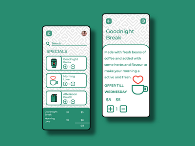 Charlie Cafe Ui app branding cafe classic clean coffee design flat graphic logo minimal mobile royal ui user flow ux wireframe