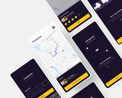 Transporter App: Rating And Walkthrough app design interface login purple rental rental app rentals truck trucks ui user experience userinterface ux