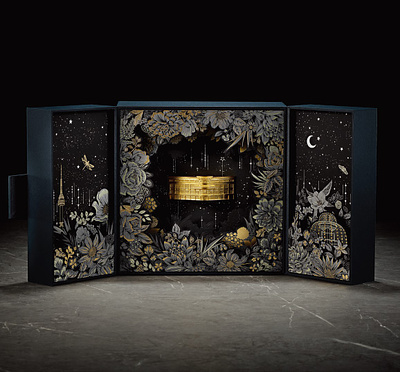 Luxury Packaging for Shinsegae: Limited-Edition Gold Brick artwork botanical design floral illustration jewelry luxury packaging pattern surface design